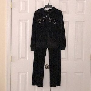 Black Velour 90s Y2K Track Suit Medium and Small